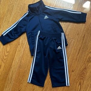 Adidas Dark Blue Tracksuit with Light Stripes